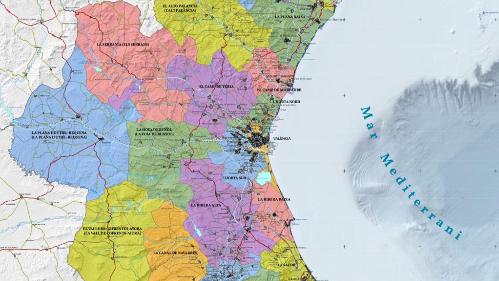 Dana Y Reyes El Mapa De Las Comarcas De Valencia Y Todos Sus Pueblos